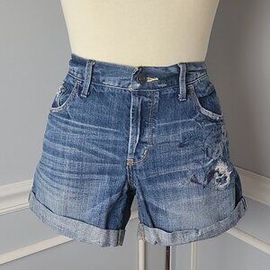 ABERCROMBIE & FITCH Floral Embroidered Distressed Cuffed Y2K Jean‎ Shorts 30/10